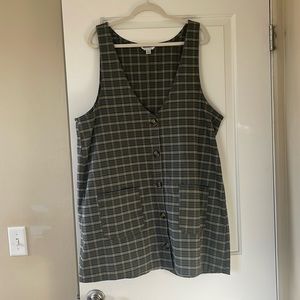 Plaid Button Up Structured Dress